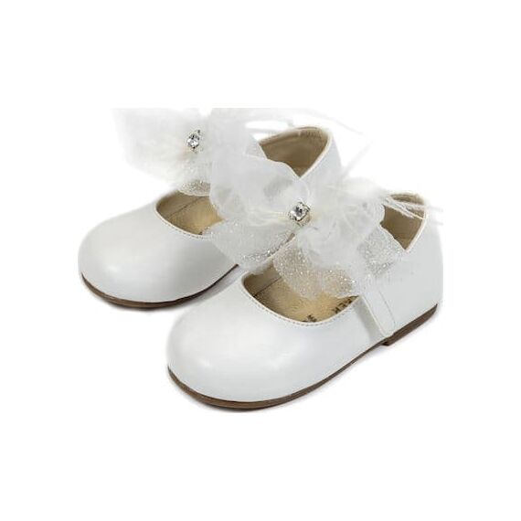 Babywalker Γοβάκι Μονή Μπαρέτα με Φιόγκο BS3562 ΛΕΥΚΟ - Βαπτιστικό Παπούτσι για Κορίτσι στο Oneirokosmos