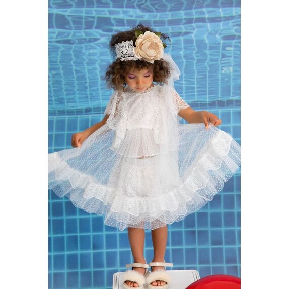 Bambolino:Theofania Βαπτιστικό ρούχο για κορίτσι 9888 - Ρούχα Βάπτισης για Κορίτσι στο Oneirokosmos