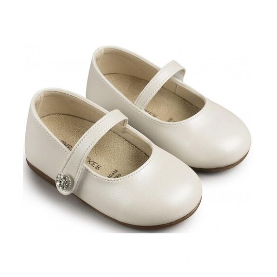 Babywalker Γοβάκι Μονή Μπαρέτα με Στρασένιο Κουμπάκι BS3502  Εκρού - Βαπτιστικό Παπούτσι για Κορίτσι στο Oneirokosmos