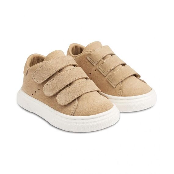 Babywalker Μονόχρωμο Σνίκερ με Τριπλή Μπαρέτα Χρατς BW4254 Μπεζ - Βαπτιστικό Παπούτσι για Αγόρι στο Oneirokosmos