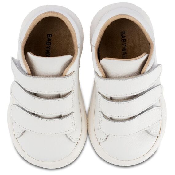 Babywalker Μονόχρωμο Σνίκερ με Τριπλή Μπαρέτα Χρατς BW4254 Λευκό - Βαπτιστικό Παπούτσι για Αγόρι στο Oneirokosmos