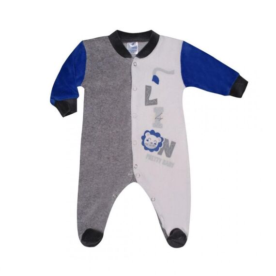 Pretty Baby Βρεφικό Βελουτέ Φορμάκι για Αγόρι Lion Γκρι-Κρεμ - Φορμάκια στο Oneirokosmos