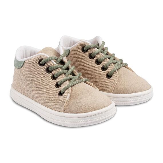 Babywalker Δετό Δίχρωμο Σνίκερ BS3073 Μπεζ Μέντα - Βαπτιστικό Παπούτσι για Αγόρι στο Oneirokosmos