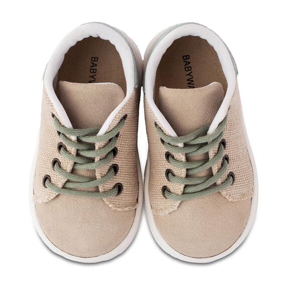 Babywalker Δετό Δίχρωμο Σνίκερ BS3073 Μπεζ Μέντα - Βαπτιστικό Παπούτσι για Αγόρι στο Oneirokosmos
