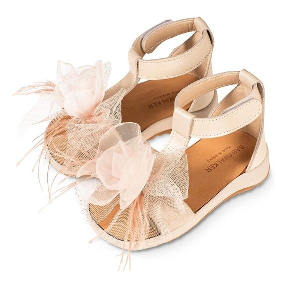 Babywalker Πέδιλο με Λουλούδι BS3588 Εκρού-Νουντ - Βαπτιστικό Παπούτσι για Κορίτσι στο Oneirokosmos