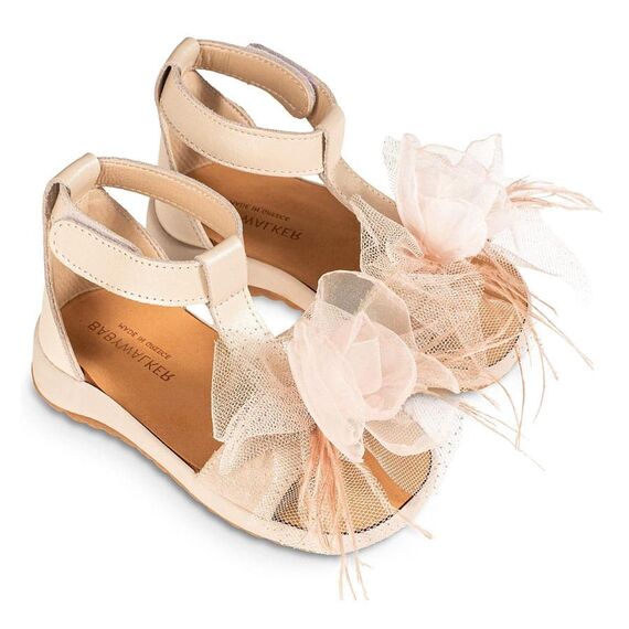 Babywalker Πέδιλο με Λουλούδι BS3588 Εκρού-Νουντ - Βαπτιστικό Παπούτσι για Κορίτσι στο Oneirokosmos