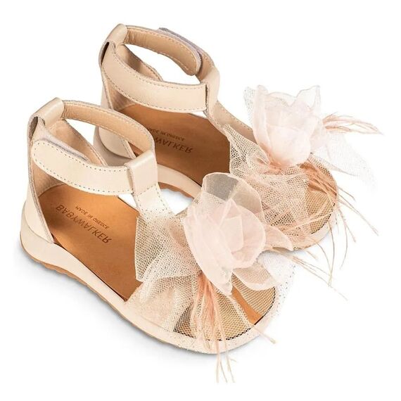 Babywalker Πέδιλο με Λουλούδι BS3588 Εκρού-Νουντ - Βαπτιστικό Παπούτσι για Κορίτσι στο Oneirokosmos