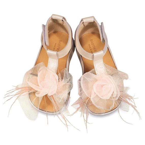 Babywalker Πέδιλο με Λουλούδι BS3588 Εκρού-Νουντ - Βαπτιστικό Παπούτσι για Κορίτσι στο Oneirokosmos