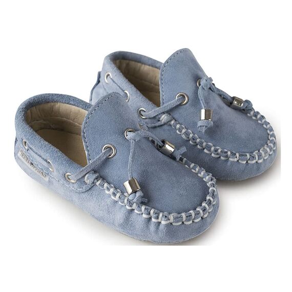 Babywalker Καστόρινο Δετό Μοκασίνι BW4139 Σιέλ - Βαπτιστικό Παπούτσι για Αγόρι στο Oneirokosmos