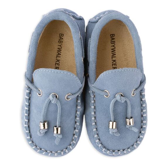 Babywalker Καστόρινο Δετό Μοκασίνι BW4139 Σιέλ - Βαπτιστικό Παπούτσι για Αγόρι στο Oneirokosmos