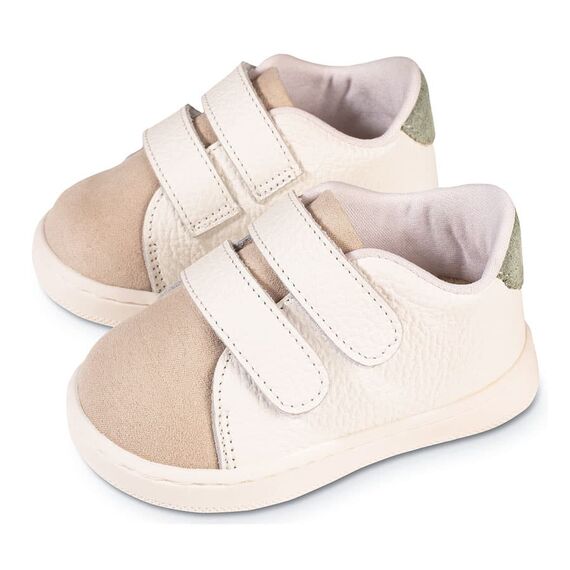Babywalker Τρίχρωμο Σνίκερ PRI2113 Λευκό Μπεζ Μέντα - Βαπτιστικό Παπούτσι για Αγόρι στο Oneirokosmos