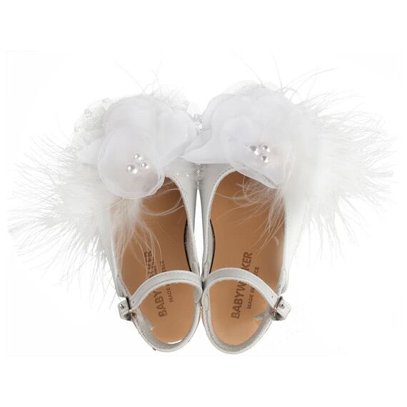 Babywalker Δερμάτινο Σαμπό με Χειροποίητο Λουλούδι EXC5772 Λευκό - Βαπτιστικό Παπούτσι για Κορίτσι στο Oneirokosmos