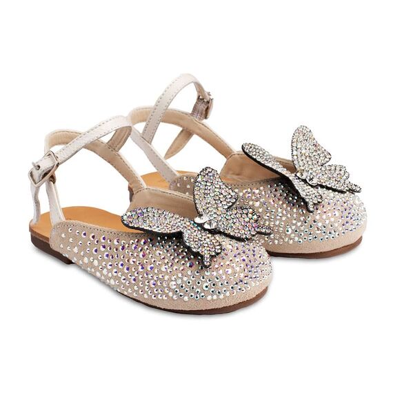 Babywalker Σαμπό Διακοσμημένο Ολόγυρα με Στρας και Πεταλούδα EXC5857 Εκρού - Βαπτιστικό Παπούτσι για Κορίτσι στο Oneirokosmos