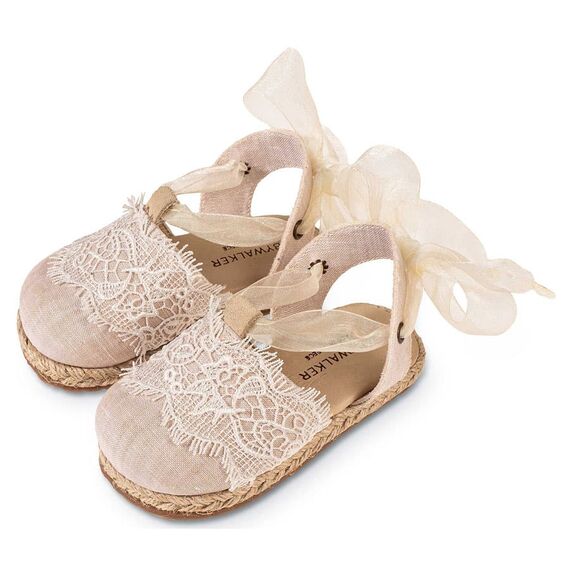 Babywalker Υφασμάτινη Εσπαντρίγια EXC5858 Εκρού - Βαπτιστικό Παπούτσι για Κορίτσι στο Oneirokosmos