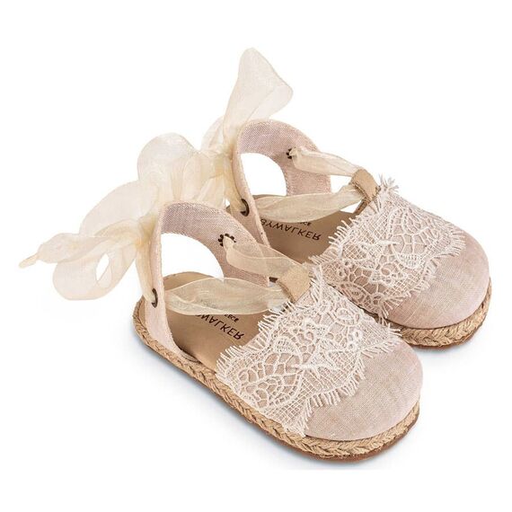 Babywalker Υφασμάτινη Εσπαντρίγια EXC5858 Εκρού - Βαπτιστικό Παπούτσι για Κορίτσι στο Oneirokosmos