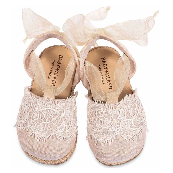 Babywalker Υφασμάτινη Εσπαντρίγια EXC5858 Εκρού - Βαπτιστικό Παπούτσι για Κορίτσι στο Oneirokosmos