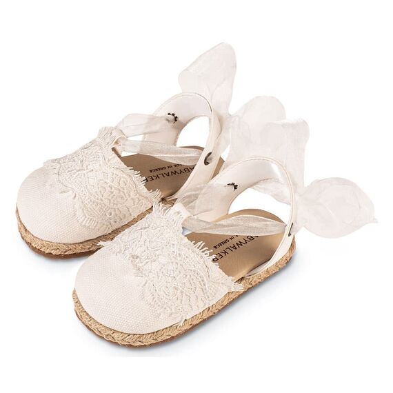 Babywalker Υφασμάτινη Εσπαντρίγια EXC5858 Λευκό - Βαπτιστικό Παπούτσι για Κορίτσι στο Oneirokosmos