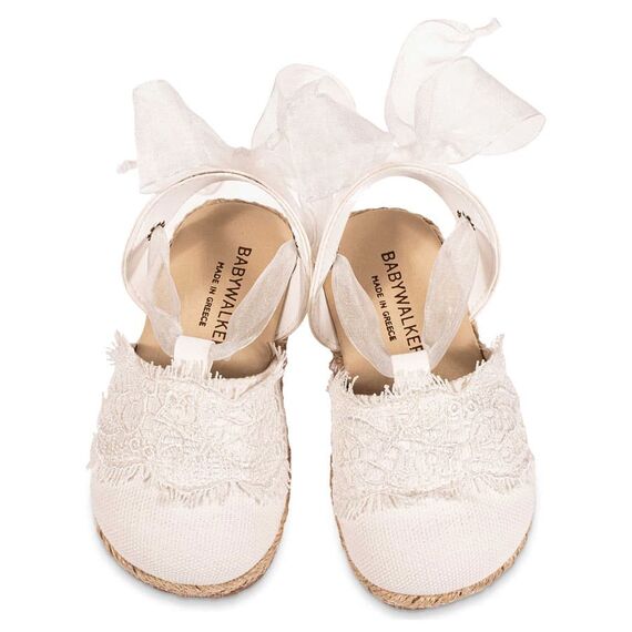Babywalker Υφασμάτινη Εσπαντρίγια EXC5858 Λευκό - Βαπτιστικό Παπούτσι για Κορίτσι στο Oneirokosmos