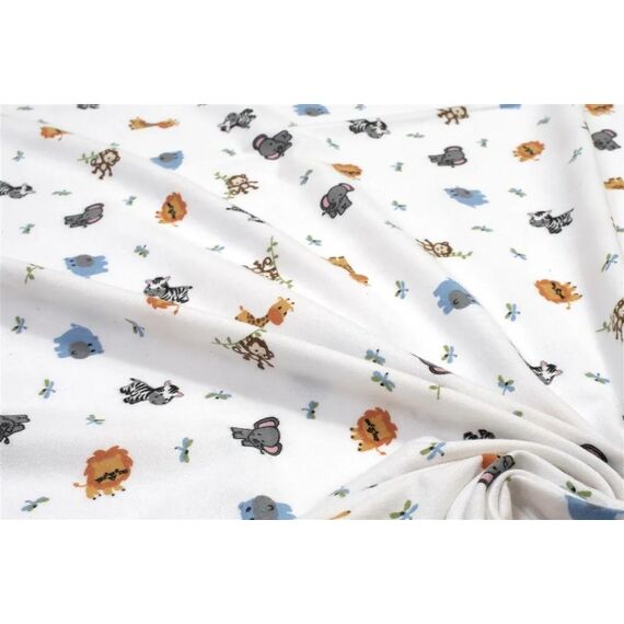 Dimcol Σετ Βρεφικά Σεντόνια Κούνιας 3τμχ Cotton 100% Flannel 120x160 εκ.  Zoo 29 White - Σεντόνια Κούνιας στο Oneirokosmos