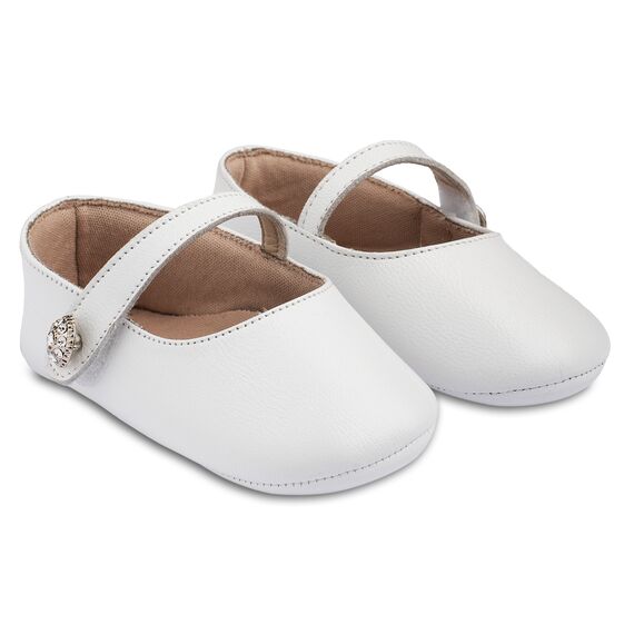 Babywalker Γοβάκι Μονή Μπαρέτα με Στρασένιο Κουμπάκι MI1619 Λευκό - Βαπτιστικό Παπούτσι για Κορίτσι στο Oneirokosmos