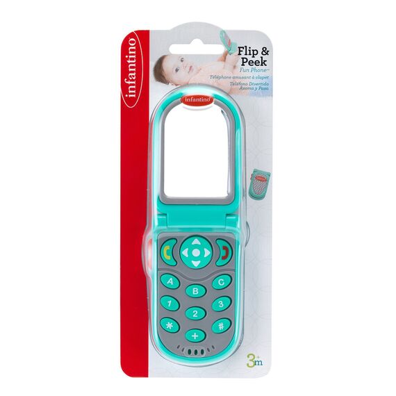 Infantino Flip & Peek Fun Phone Teal - Βρεφικά Παιχνίδια στο Oneirokosmos