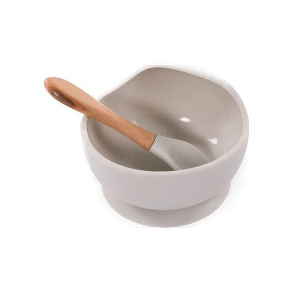 Bo Jungle: Μπολ Σιλικόνης με Βεντούζα και Κουτάλι Γκρι BJ-B500600 - Δώρα στο Oneirokosmos