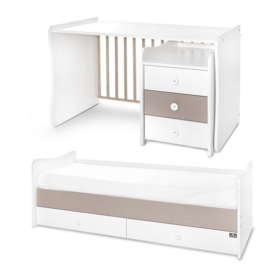 Lorelli Πολυμορφικό Κρεβάτι Maxi Plus White & String 10150580046P - Βρεφικά Πολυμορφικά Κρεβατάκια στο Oneirokosmos