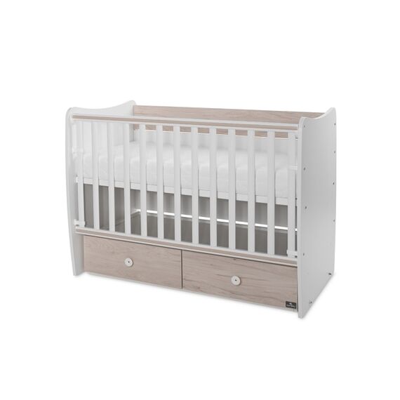 Lorelli Κρεβάτι Matrix 60x120 White & Light Oak 10150600045P - Βρεφικά Κρεβατάκια Κούνιες Μωρού στο Oneirokosmos