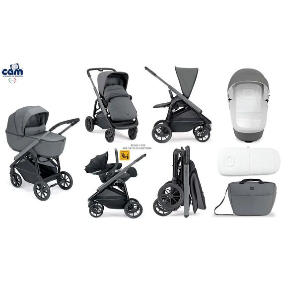 Cam Modus Πολυκαρότσι Light antracite 2 σε 1 με Πορτ-μπεμπέ και Καρότσι + Επιλογή Καθίσματος Αυτοκινήτου (Area Zero ή Relax i-Size) - Πολυκαρότσια, Συστήματα Μεταφοράς στο Oneirokosmos