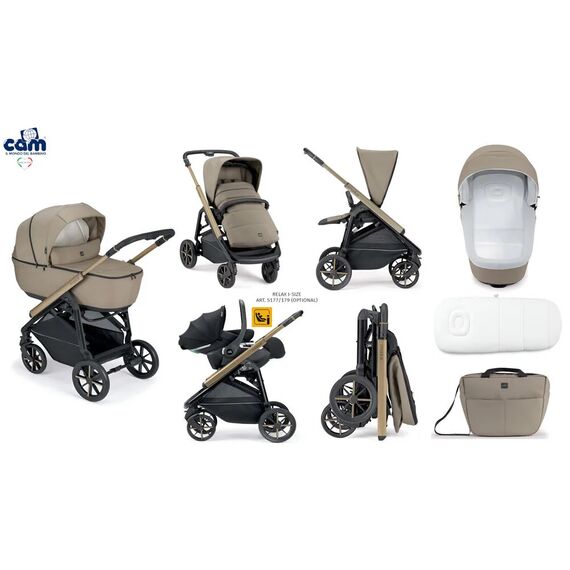 Cam Modus Πολυκαρότσι Light Beige 2 σε 1 με Πορτ-μπεμπέ και Καρότσι + Επιλογή Καθίσματος Αυτοκινήτου (Area Zero ή Relax i-Size) - Πολυκαρότσια, Συστήματα Μεταφοράς στο Oneirokosmos