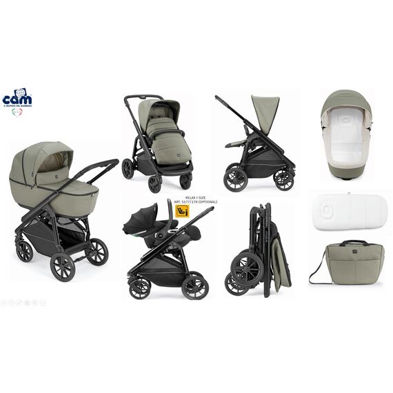 Cam Modus Πολυκαρότσι Light Green 2 σε 1 με Πορτ-μπεμπέ και Καρότσι + Επιλογή Καθίσματος Αυτοκινήτου (Area Zero ή Relax i-Size) - Πολυκαρότσια, Συστήματα Μεταφοράς στο Oneirokosmos