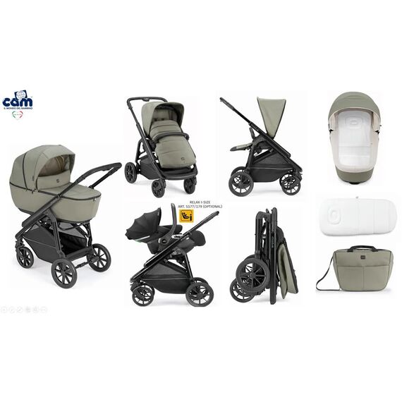 Cam Modus Πολυκαρότσι Light Green 2 σε 1 με Πορτ-μπεμπέ και Καρότσι + Επιλογή Καθίσματος Αυτοκινήτου (Area Zero ή Relax i-Size) - Πολυκαρότσια, Συστήματα Μεταφοράς στο Oneirokosmos