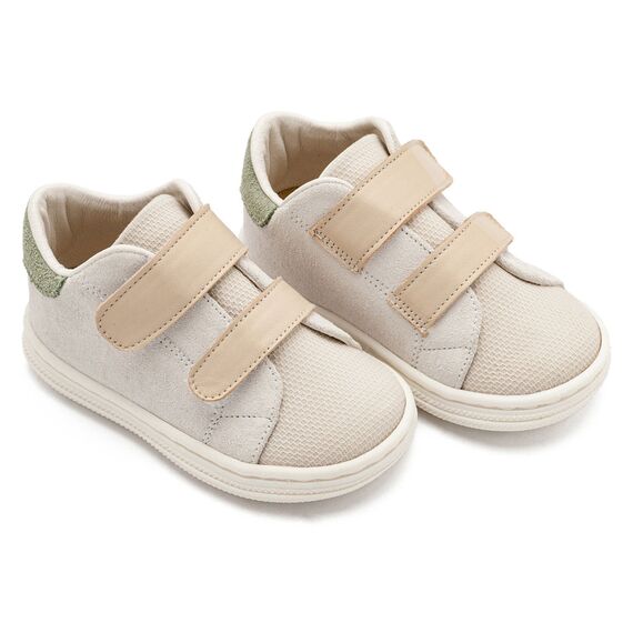Babywalker Σνίκερ με Διπλή Μπαρέτα Χρατς BS3085 Λευκό Μπεζ - Βαπτιστικό Παπούτσι για Αγόρι στο Oneirokosmos