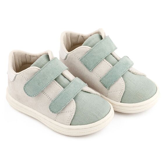 Babywalker Σνίκερ με Διπλή Μπαρέτα Χρατς BS3085 Λευκό Μίνεραλ - Βαπτιστικό Παπούτσι για Αγόρι στο Oneirokosmos