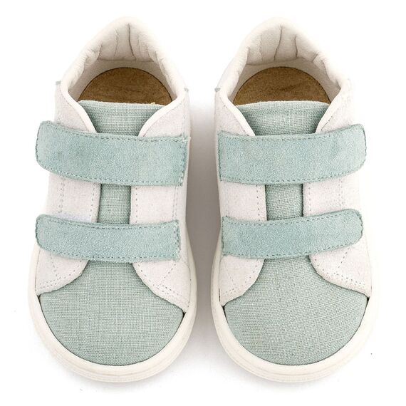 Babywalker Σνίκερ με Διπλή Μπαρέτα Χρατς BS3085 Λευκό Μίνεραλ - Βαπτιστικό Παπούτσι για Αγόρι στο Oneirokosmos