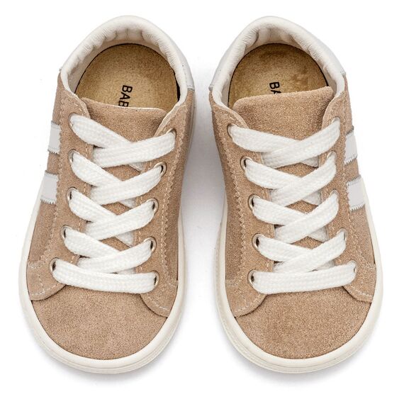 Babywalker Δετά Δίχρωμα Σνίκερς  BS3086 Μπεζ Λευκό - Βαπτιστικό Παπούτσι για Αγόρι στο Oneirokosmos