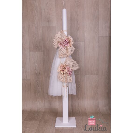 Loukia Χειροποίητο Σετ Βάπτισης  Λουλούδια για Κορίτσι VAP600L - Για Κορίτσι στο Oneirokosmos