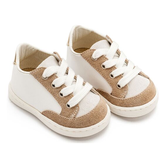 Babywalker Δερμάτινο Δετό Sneakers PRΙ2120 Λευκό Μπεζ - Βαπτιστικό Παπούτσι για Αγόρι στο Oneirokosmos