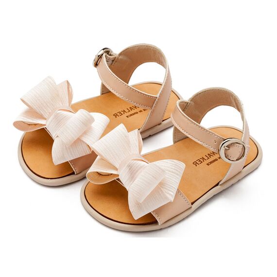 Babywalker Πέδιλο με Υφασμάτινο Φιόγκο BS3592 Nude - Βαπτιστικό Παπούτσι για Κορίτσι στο Oneirokosmos