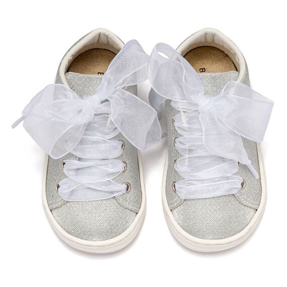 Babywalker Sneaker απο Ύφασμα και Δέσιμο Κορδέλα BW4864 Ασημί - Βαπτιστικό Παπούτσι για Αγόρι στο Oneirokosmos