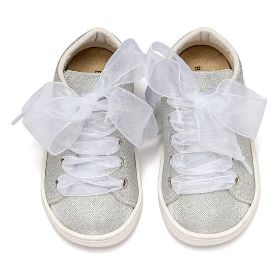 Babywalker Sneaker απο Ύφασμα και Δέσιμο Κορδέλα BW4864 Ασημί - Βαπτιστικό Παπούτσι για Αγόρι στο Oneirokosmos