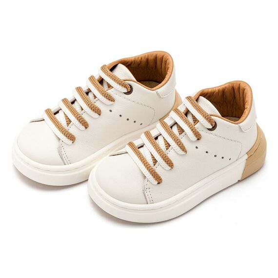 Babywalker Δετό Sneaker με Δίχρωμο Κορδόνι EXC5294 Λευκό Μπεζ - Βαπτιστικό Παπούτσι για Αγόρι στο Oneirokosmos