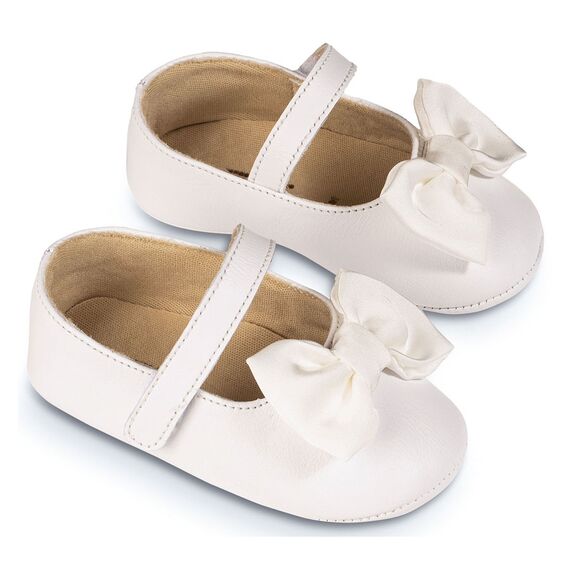 Babywalker Γοβάκι Μονή Μπαρέτα με Υφασμάτινο Χειροποίητο Φιογκάκι MI1646 Λευκό - Βαπτιστικό Παπούτσι για Κορίτσι στο Oneirokosmos