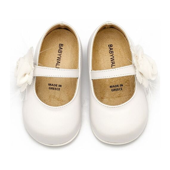 Babywalker Γοβάκι  Μονή Μπαρέτα με Λουλούδι  PRI2640 Λευκό - Βαπτιστικό Παπούτσι για Κορίτσι στο Oneirokosmos