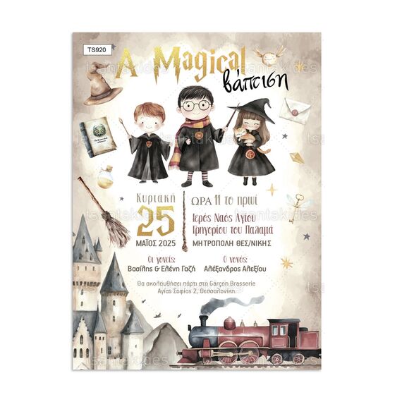 Tsantakides Προσκλητήριο Βάπτισης Harry Potter για Αγόρι 920 - Προσκλητήρια Βάπτισης για Αγόρι  στο Oneirokosmos