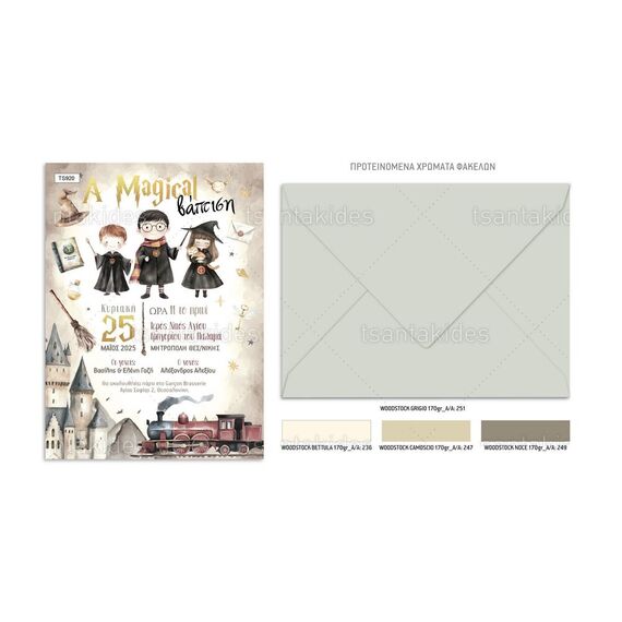 Tsantakides Προσκλητήριο Βάπτισης Harry Potter για Αγόρι 920 - Προσκλητήρια Βάπτισης για Αγόρι  στο Oneirokosmos