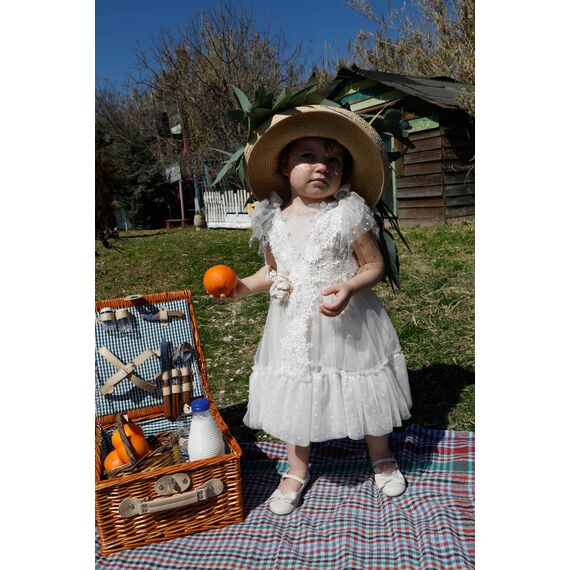 Bambolino: Ilektra Βαπτιστικό ρούχο για κορίτσι 1614 - Ρούχα Βάπτισης για Κορίτσι στο Oneirokosmos