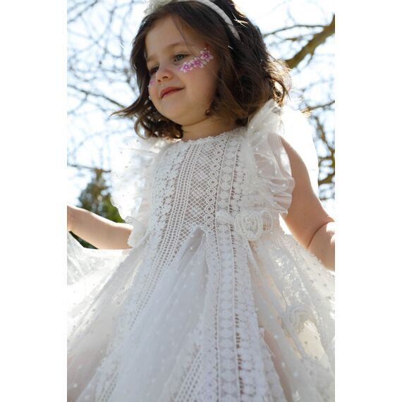 Bambolino: Lamprini Βαπτιστικό ρούχο για κορίτσι 1620 - Ρούχα Βάπτισης για Κορίτσι στο Oneirokosmos