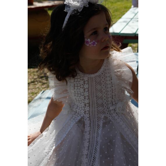 Bambolino: Lamprini Βαπτιστικό ρούχο για κορίτσι 1620 - Ρούχα Βάπτισης για Κορίτσι στο Oneirokosmos