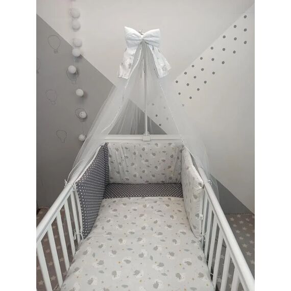 Baby Star Σετ Κούνιας 3 τεμαχίων Luna Γκρι Φόντο - Σετ Προίκας Μωρού στο Oneirokosmos